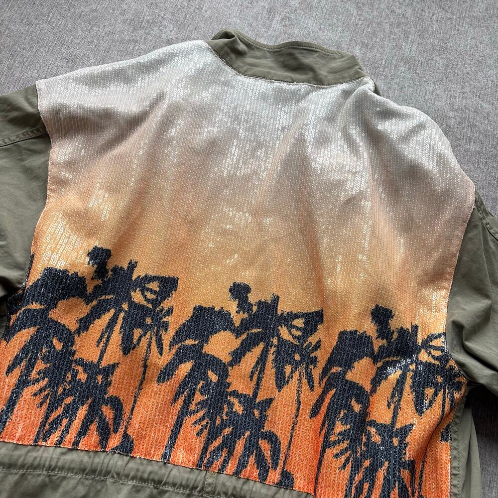 $468 Le Superbe Hotel California Anorak jacket in green with sequin back - Picture 8 of 9